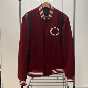 Club Monaco vintage red wool / leather varsity jacket